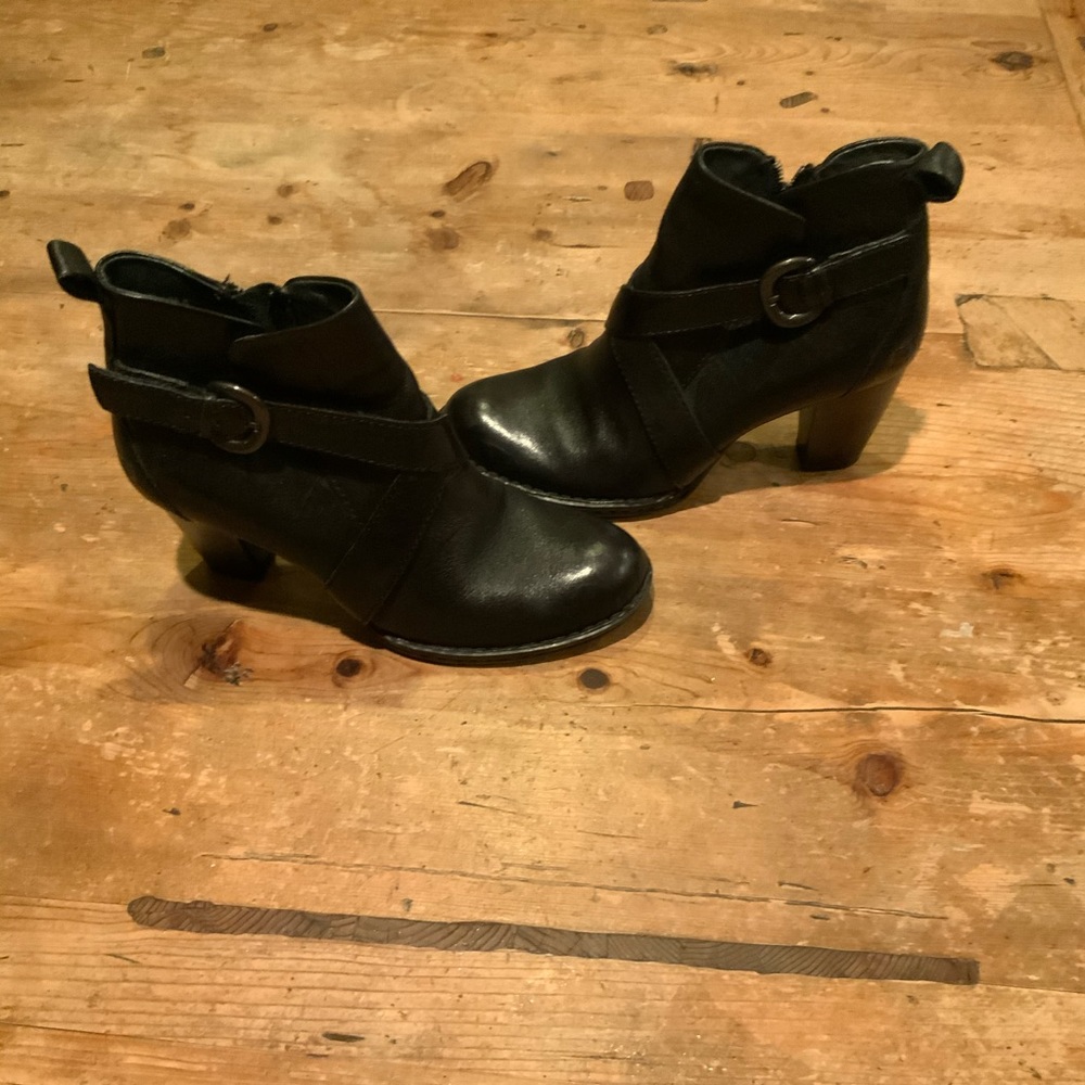 BORN Black Ankle Heel Boots